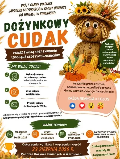 Konkurs „Dożynkowy Cudak” w Warnicach – stwórz własną kreację i wygraj nagrody!