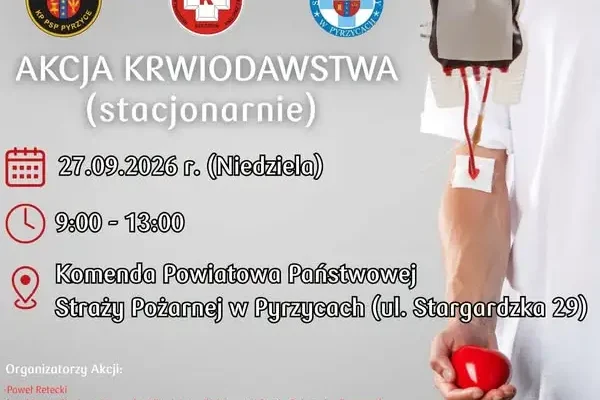 Akcja krwiodawstwa w Pyrzycach – oddaj krew 27 września