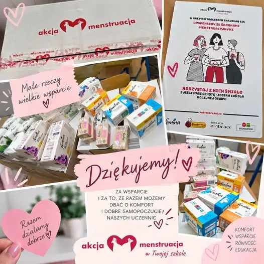 Akcja Menstruacja w szkole – artykuły higieniczne już dostępne dla uczennic