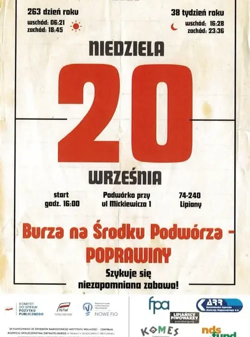 Bezpłatne wejściówki na spektakl podwórkowy w Lipianach – od poniedziałku 14 września