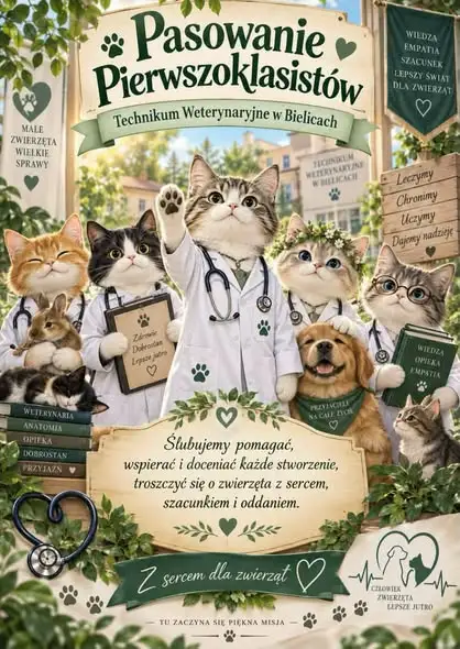 Ślubowanie przyszłych weterynarzy – pasowanie pierwszoklasistów w Bielicach