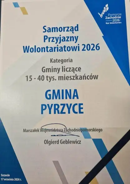 Gmina Pyrzyce nagrodzona za wspieranie wolontariatu. 30 tys. zł dla lokalnej społeczności