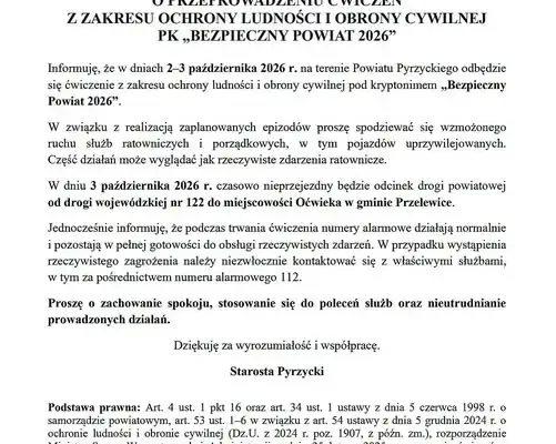 Powiat pyrzycki szykuje się na ćwiczenia „Bezpieczny Powiat 2026”
