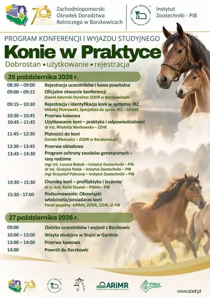 Konferencja „Konie w Praktyce” w Barzkowicach – dobrostan, hodowla i wyjazd studyjny do Gardna