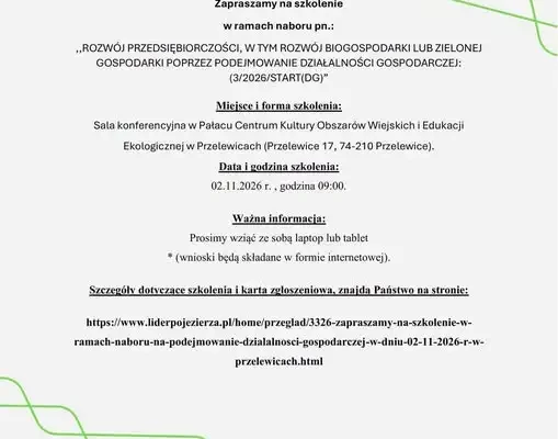 Szkolenie dla przyszłych przedsiębiorców z biogospodarki w Przelewicach
